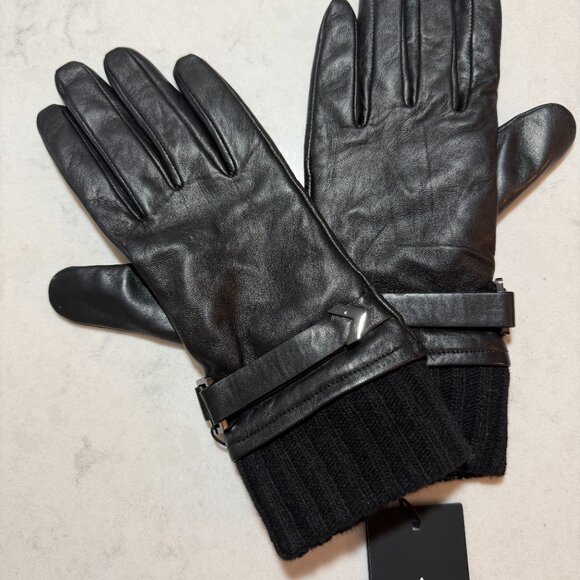 Mackage Cuffed Lined Leather Gloves NWT - TOUCHSCREEN CAPABLE - Picture 2 of 3